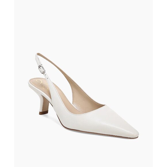 Sam Edelman Bianka Leather Slingback Pumps in White Size 7 - Picture 1 of 13